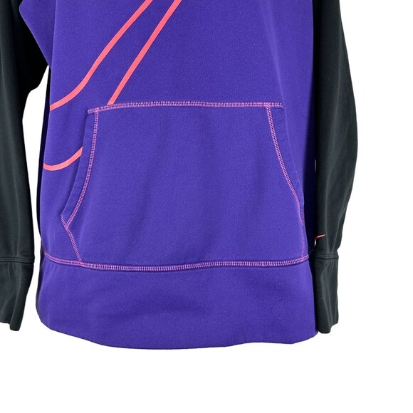 Nike Therma Fit XL Purple Black Hoodie Kangaroo Pocket Warm Sportswear - Picture 6 of 10